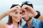 Young Couple In Love On The Street Stock Photo