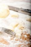 Making Fresh Italian Potato Gnocchi Stock Photo