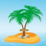 Coconut Tree With Direction Board Stock Photo