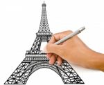 Hand Drawing Eiffel Tower Stock Photo