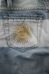 Flag Of Argentina On Jeans. Stock Photo