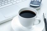 Laptop And Coffee Cup Stock Photo