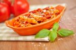 Spicy Chicken Penne Pasta Stock Photo