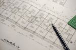 Engineering Diagram Blueprint Paper Drafting Project Sketch Arch Stock Photo