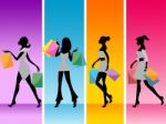 Women Shopping Shows Retail Sales And Adult Stock Photo