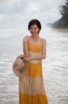 Portrait Of Young Asian Woman Wearing Long Dress With Smiling Fa Stock Photo