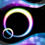 Rainbow Circles Background Means Night Sky And Ripples
 Stock Photo