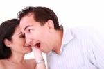 Couple Gossiping Stock Photo