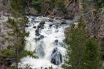 View Of Firehole Falls In Yellowstone Stock Photo