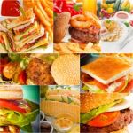 Burgers And Sandwiches Collection On A Collage Stock Photo