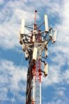 Top Of Telecom Tower And Blue Sky Stock Photo