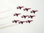 Red Arrows Display Team 50th Anniversary At Biggin Hill Airport Stock Photo