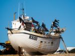 Fishing Boat On Hastings Beach Stock Photo