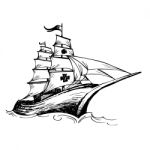 Columbus Ship Hand Drawn Stock Photo