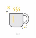 Thin Line Icons, Cup Stock Photo