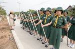 Student 11-12 Years Old, Scout Assembly, Teepangkorn Scout Camp In Samut Sakhon Thailand Stock Photo