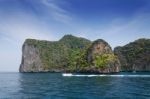 Tourist Boat On Ocean Of Phang Nga National Park Stock Photo