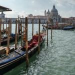 Gondolas Moored Opposite Basilica Di Santa Maria Della Salute Stock Photo