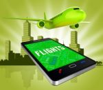 Flights Online Represents Web Site And Aircraft 3d Rendering Stock Photo