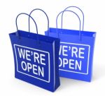 We're Open Bags Show Grand Opening Or Launch Stock Photo