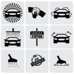 Car Wash Icons(signs) Set Of Cleaning Car Stock Photo