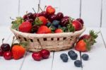 Tasty Fruit Mix On A White Background Stock Photo