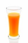 Orange Juice Of Glass Isolated On The White Background Stock Photo