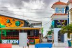 Clock Tower In San Pedro Main Square Belize Stock Photo