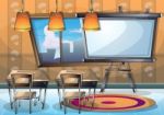 Cartoon  Illustration Interior Classroom With Separated Layers Stock Photo