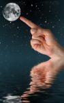 Moon Finger Stock Photo