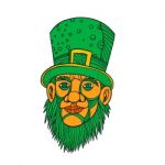 Irish Leprechaun Mono Line Color Stock Photo