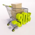 Shopping Cart And Percentage Sign, 30 Percent Stock Photo