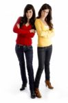 Standing Friends With Arm Crossed Stock Photo