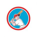 Baseball Player Batting Looking Up Circle Cartoon Stock Photo