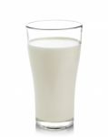 Glass Of Milk Isolated On White Background Stock Photo