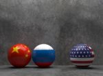 Superpower Country Flag America, China, Russia Stock Photo