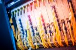 Fiber Optic With Servers In A Technology Data Center Stock Photo