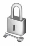 Pad Lock With Key Stock Photo