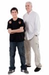 Young Teenager With His Grandfather, Full Length Stock Photo