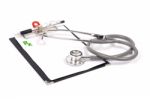 Prescription On Clipboard And Stethoscope Stock Photo