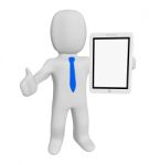 3d Person Presentation With Blank Tablet Stock Photo