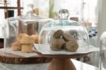 Bakery Displayed In Glass Bell Stock Photo