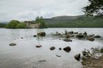 Castle In The Middle Of Loch An Eilein Near Aviemore Scotland Stock Photo