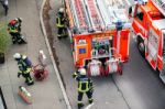 Fire Fighters In Action Stock Photo