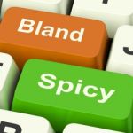 Bland Spicy Keys Shows Plain Hot Cooking Flavours Stock Photo