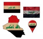 Iraq Flag, Map And Map Pointers Stock Photo