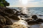 Sunset At Beach In Thailand Stock Photo