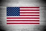 Usa Flag On Wood Texture Stock Photo