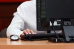 Man Working In Computer Stock Photo