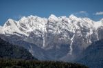 Huge Snow Mountain Scenery, Mountain Range And View Of Green For Stock Photo